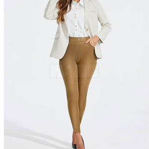 Pantalon en cuir décontracté pour femmes le plus vendu avec logo personnalisé imprimé taille moyenne devant plat imperméable à l'eau pour l'extérieur fabriqué - Product Image 5