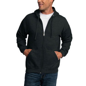 Sweat à capuche pour homme, fermeture éclair intégrale, molleton épais ultime, 100% coton, coupe ample, hiver, noir, taille M - Product Image 1