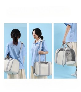 กระเป๋าใส่สัตว์เลี้ยงแบบนุ่ม วัสดุผ้าอ๊อกซ์ฟอร์ด ปิดด้วยซิป สีพื้น สไตล์ลำลอง ทนทาน มีหน้าต่างตาข่ายระบายอากาศ - Product Image 6
