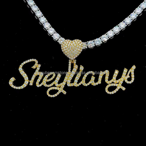 จี้ฮิปฮอปประดับโมโนแกรม925เงินชุบทองสีเหลืองเพชรเครื่องประดับแฟชั่นกว้าง66มม. สูง24มม. IGI - Product Image 4