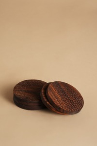 Eco-Friendly Acacia Wood Coasters Stylish Durable Perfect for Coffee Tea Drinks Protects <b>Furniture</b> Set of 6 Natural Design - Product Image 5