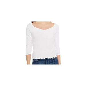 Top casual a costine con scollo a cuore Planet Gold Junior, bianco, taglia Large - Tessuto lavorato a maglia - Product Image 2