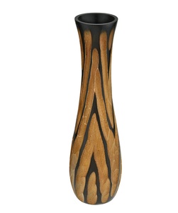 Vase en bois de manguier brun foncé gravé à la main sculpté | Fleur classique | Mangue | Bureau à la maison fait à la main - Product Image 6