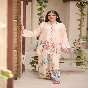 Ropa de Lenin Salwar kameez con estampado digital indio y pakistaní para vestidos de invierno para damas en tela de calidad de exportación - Product Image 1