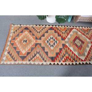 Vintage 2.7x10.6 ft Rug, <b>Runner</b> Turkish Rug, <b>Red</b> Brown Floral Rug - Product Image 5