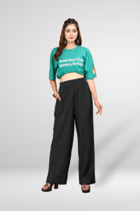 Pantalon palazzo noir pour femme, coupe large, taille haute, confortable, ample, élégant, décontracté, pour tous les jours - Product Image 6