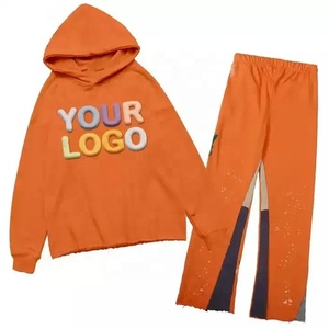 Vente de gros Pantalon empilé en coton polyester polaire technique Sweat à capuche évasé Pantalon unisexe survêtement délavé Slim Fit Printemps - Product Image 4