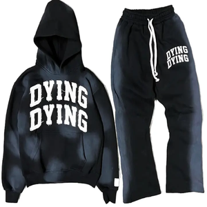 Ensemble de survêtements d'hiver pour homme-100% coton Sweat à capuche à manches longues et fermeture éclair et joggers Séchage rapide et coupe-vent quantité minimale de commande bas - Product Image 5