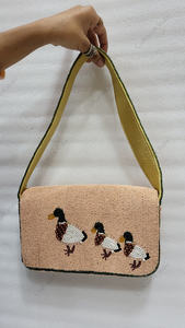 duck beaded shoulder <b>bag</b> Indian fully handcrafted for <b>women</b> handmade luxury evening party fashion handbag artwork design style - Product Image 6