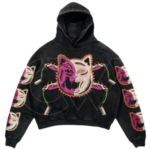 เสื้อสเวตเตอร์แบบสวมศีรษะของผู้ชายเสื้อมีฮู้ดไซส์ใหญ่พิเศษซักกรดเสื้อแบบวินเทจสำหรับผู้ชายผ้าคอตตอน100% แนวสตรีทแวร์ - Product Image 3