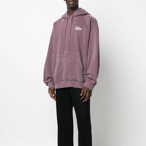 Vêtements d'hiver à capuche délavés à l'acide Vêtements de mode en polyester/coton Veste à capuche de couleur unie - Product Image 2