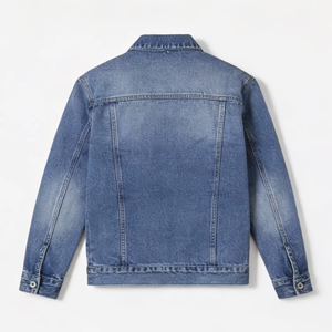 Chaqueta Vaquera de Motociclista para Hombre, Estilo Urbano, Color Sólido Lavado, Talla Grande, Venta al Por Mayor de Fábrica, Personalizable OEM - Product Image 2