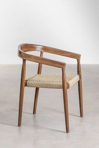 เก้าอี้ทานข้าวไม้สักแท้สไตล์สแกนดิเนเวียนทันสมัย เบาะหวายธรรมชาติสานด้วยมือ ดีไซน์โค้งตามหลักสรีรศาสตร์ กันน้ำ เฟอร์นิเจอร์สำหรับบ้าน - Product Image 2
