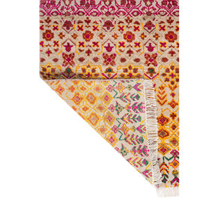 พรมขนสัตว์และไหมถักมือลายออโรร่าโกลด์ ลายเรขาคณิตและนามธรรม สำหรับห้องนั่งเล่น ห้องโถง ทางเดิน รูปทรงสี่เหลี่ยมผืนผ้า รุ่น-SKWS-139 - Product Image 5