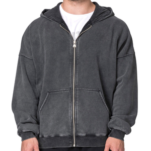 Sweat à capuche oversize à fermeture éclair, délavé à l'acide, pour homme, fabrication professionnelle, vente chaude, nouvelle arrivée, streetwear, sweat à capuche délavé - Product Image 5