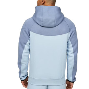 Veste de survêtement à capuche zippée bleue pour homme, élégante, légère, respirante, survêtement long, poches zippées des deux côtés - Product Image 2