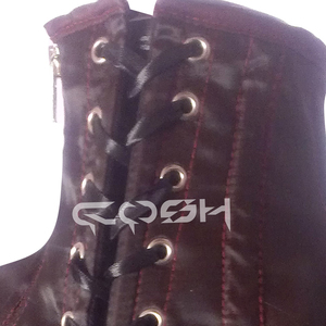 Corsé de cuello de satén burdeos premium, corsés de cuello personalizados - Product Image 3