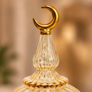 Lanterne décorative égyptienne en verre pour le Ramadan, figurine en forme de croissant de lune, finition colorée, décoration islamique pour la maison - Product Image 6