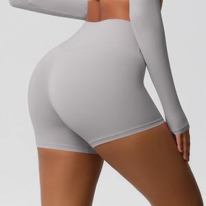 Shorts de course sans couture en gros, shorts de fitness et de cyclisme invisibles avec effet froncé aux fesses, shorts de yoga personnalisables pour femme - Product Image 3