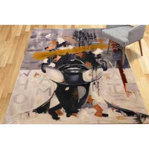 Tapis imprimé motif visage de femme, Tapis abstrait moderne de luxe pour couloir, Tapis fin non tissé - Product Image 1