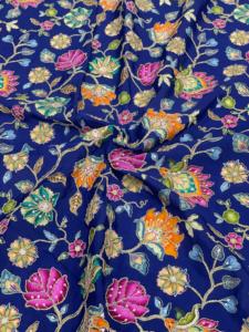 Pure natural crep position print <b>embroidery</b> work viscose fabric make to fancy dress <b>material</b> - Product Image 4