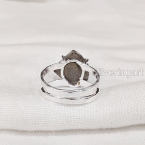 Bague en argent sterling 925 pour femme, avec pierre brute naturelle de quartz fumé, sertie en croix, idéale pour Noël, vente en gros - Product Image 5