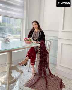 Dernière mode indienne Salwar Kameez robe longue robe prête à l'emploi robe de mariée pakistanaise robe en georgette rouge avec filet Dupatta - Product Image 6