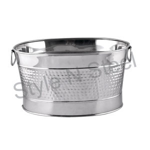 Vente en gros de bacs à boissons de fête en plein air de grande capacité en acier inoxydable avec poignée de fête bacs ovales en métal pour les fêtes et les événements - Product Image 1