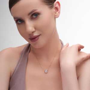 Pendentif en or luxueux élégant de 2,50 carats avec diamant rond, collier Studio Elegance en or jaune 14 carats - Product Image 3