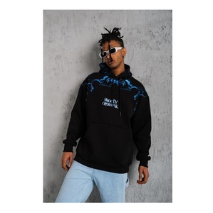 Sudadera con capucha de invierno para hombre unisex, sudadera de algodón 100% con estampado de soplo, logotipo bordado, técnica teñida lisa - Product Image 3