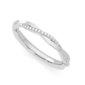 Round Cut Moissanite Diamond Wedding Band Twisted Sterling <b>Silver</b> <b>Ring</b> - Product Image 4
