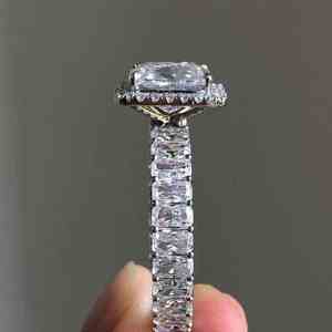 Anillo de Plata de Ley 925 al por Mayor, Chapado en Rodio, con Engaste Pavé, Moissanita de Corte Brillante de 3 Quilates, Certificado GRA, para Mujer - Product Image 3