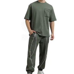 Survêtement d'été pour homme à capuche, 100 % coton, léger, confortable, taille élastique, utilisation hivernale - Product Image 1