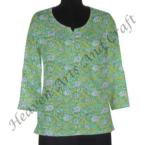 Bloque de mano impreso algodón Kurti vestido étnico Casual desgaste indio Kurti para mujeres bloque de mano impreso Kurti-diseñadores indios - Product Image 2