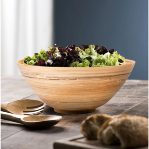 Ensemble de bols à salade élégants en bambou naturel poli, biodégradables, faits à la main, écologiques, légers et minimalistes - Product Image 4