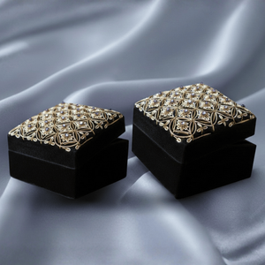 Midnight Bloom Zardozi Embroidered <b>Keepsake</b> <b>Box</b> Elegant Style with Intricate Stitchwork - Product Image 5