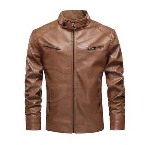 Venta al por mayor de moda con cremallera Pu chaquetas de cuero para los hombres de moda chaqueta de cuero de moda hecha en Pakistán chaqueta de cuero de moda - Product Image 1