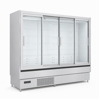 Réfrigérateur commercial vertical à portes coulissantes vitrées pour supermarchés et magasins de proximité, à température unique, pour boissons, avec contrôle numérique