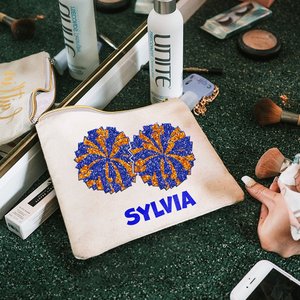 Bolsa de Maquillaje Cosmética Portátil Personalizada con Diseño de Lentejuelas Brillantes para Pompones de Animadoras - Product Image 4