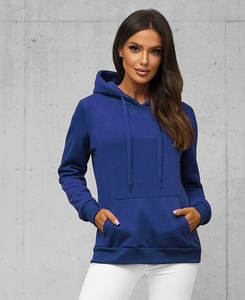 เสื้อฮู้ดดี้ผู้หญิงทรงโอเวอร์ไซส์ สีพื้น แขนยาว มีกระเป๋า คอทรงกลม มีเชือกผูก - Product Image 4