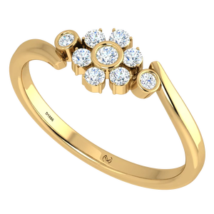 Anillo de lujo para mujer de oro de 14 quilates y diamantes naturales con 11 diamantes redondos de corte brillante | 0.20Ctw rodio plateado de uso diario - Product Image 1