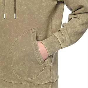 Logo personnalisé Vintage Distressed Acid Wash Surdimensionné Hommes Femmes Hoodies Shorts Ensemble 100% Coton Unisex Washed Hoodies - Product Image 5