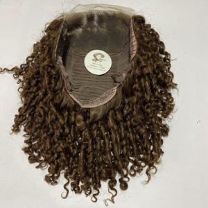 Pelucas cortas de Color marrón rizado Pixie crudo pelucas con cierre de encaje extensiones de pelucas rizadas Pixie de pelo vietnamita para mujeres negras - Product Image 1