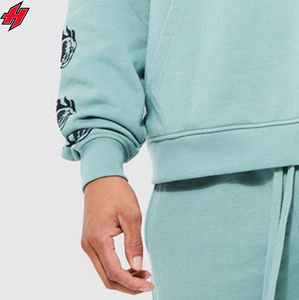 ชุดกางเกงขาสั้นมีฮู้ดแขนยาว2ชิ้นสำหรับผู้ชายชุดผ้าฝ้าย100% โอเวอร์ไซส์ระบายอากาศได้ดีชุดเสื้อผ้าผู้ชาย - Product Image 2