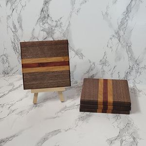 Juego de posavasos de resina epoxi de calidad absoluta con efecto océano decorativo cuadrado redondo posavasos de resina de madera epoxi de Craftsy Home - Product Image 5