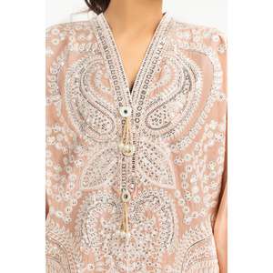 Ensemble de vêtements en coton brodé pour femmes, couleur pêche, 3 pièces, pour l'été - Product Image 1