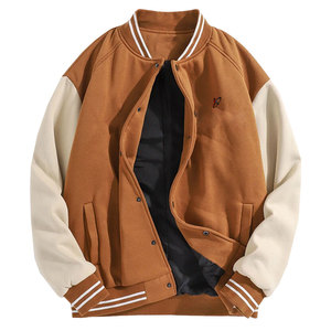 Men's High Street Style Canvas <b>Jacket</b> <b>Mandarin</b> <b>Collar</b> Plus Size Breathable Customizable for Winter Outdoor Use Letterman Design - Product Image 1
