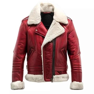 Veste d'hiver en cuir et peau lainée Noble Line pour homme, avec doublure en peluche confortable, toile respirante, imperméable et écologique à l'avant - Product Image 4