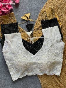 Blusa de Seda Pura con Cuentas y Bordado a Mano para Bodas, al Precio Más Bajo, Proveedor de Surat, Exportador de Moda Femenina India - Product Image 4
