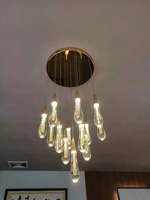 Haute qualité en aluminium moderne éclairage intérieur cristal goutte de pluie Villa escalier lustre Duplex grenier Villa escalier lustre